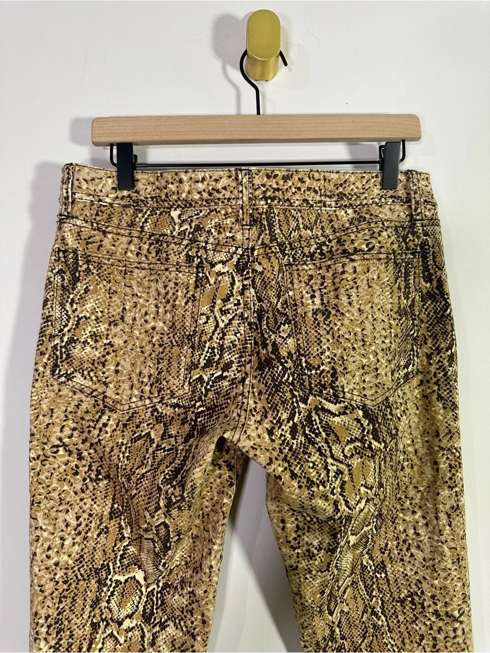 Tory Burch Brown Snakeskin Print Mid Rise Super Skinny Jeans